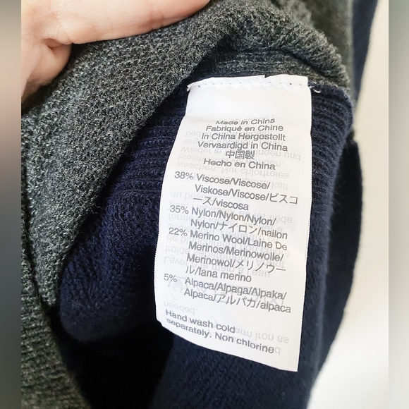 Madewell kimball color block sweater wool alpaca navy and gray women’s s… - Picture 5 of 6